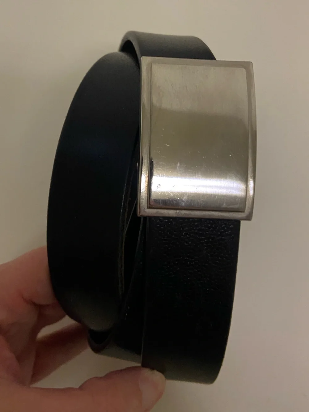 Coach Black Leather Belt Brushed Silver Plaque Buckle Unisex 40” Made In Italy